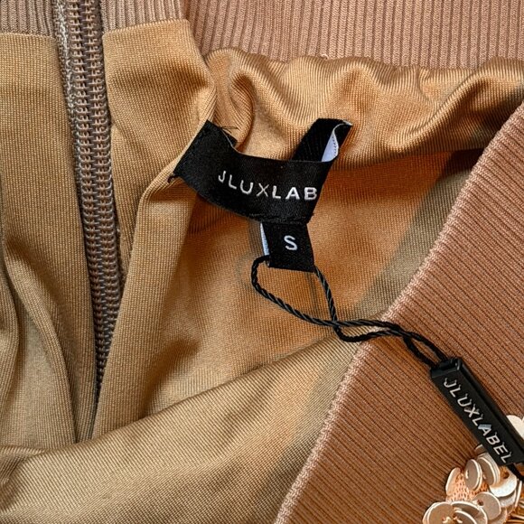 JLUXLABEL Taupe Nude Cream Sequin Midi Skirt - Small - Picture 11 of 14